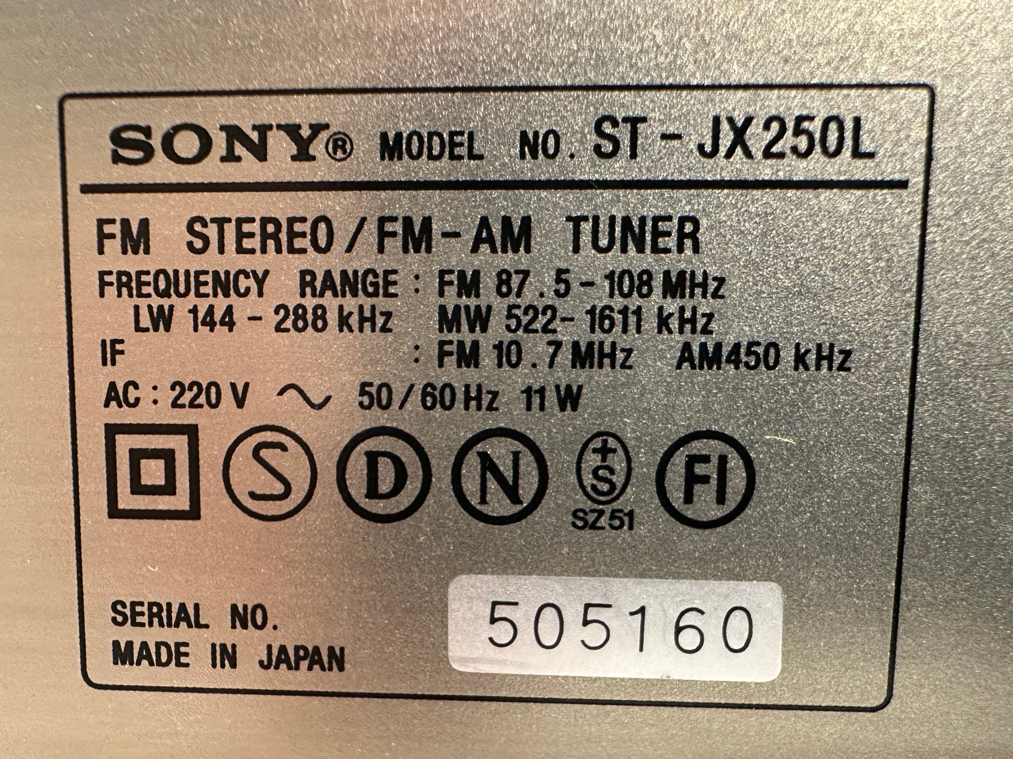 SONY ST-JX250L FM/AM Tuner | Akzeptabel